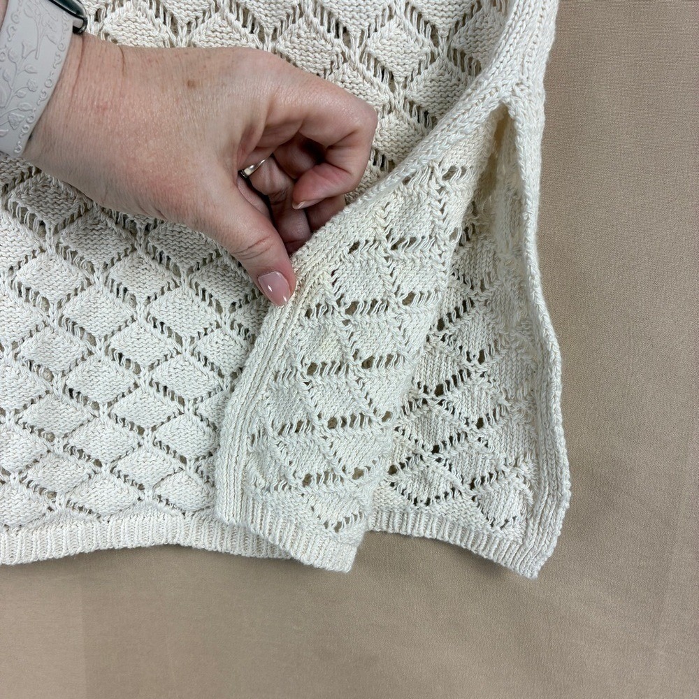 Cream Crochet Knit Halter Slip Sweater Dress S Boho Cottagecore Coastal Beach - Picture 7 of 13